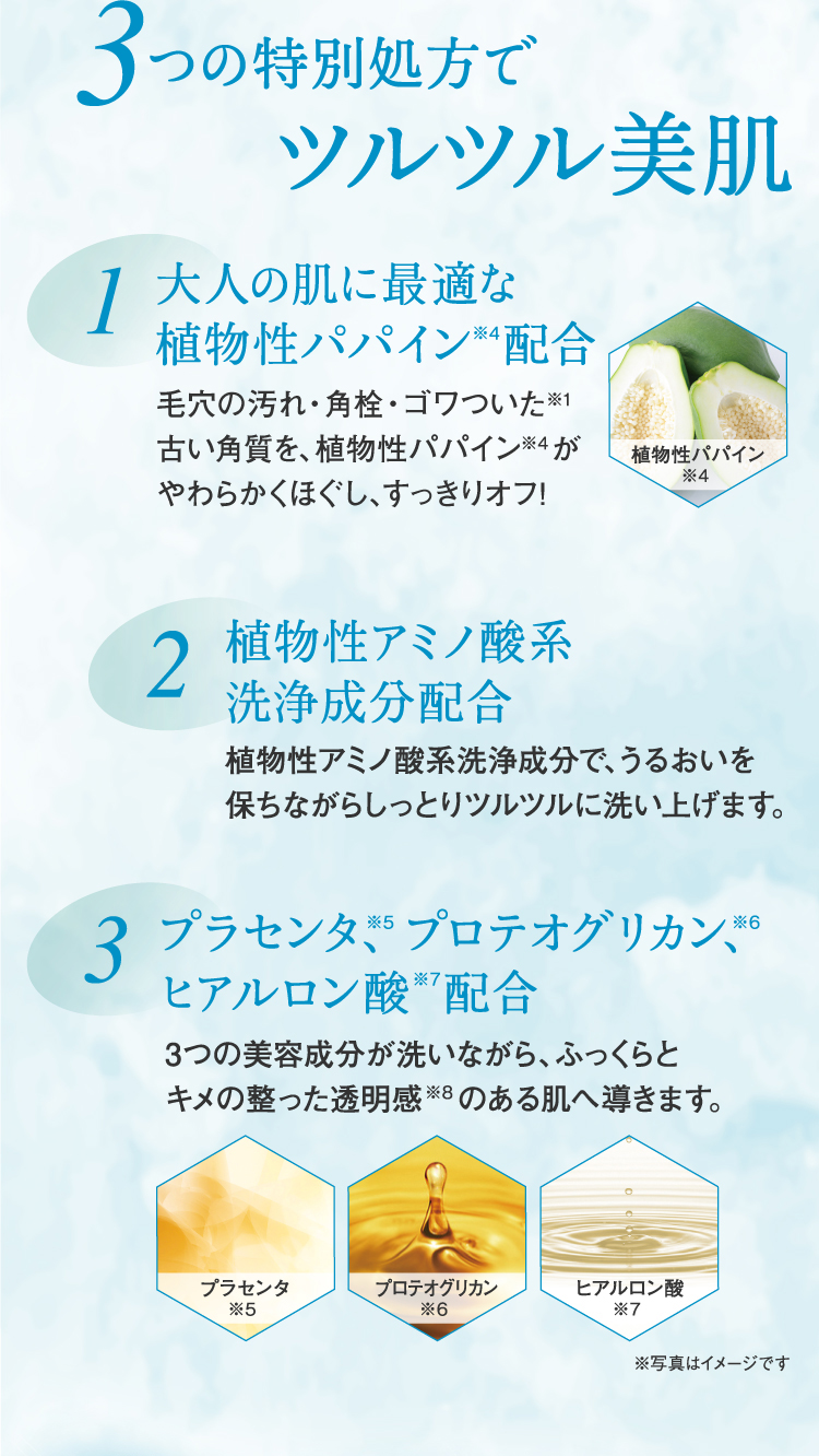 3つの特別処方でつるつる美肌