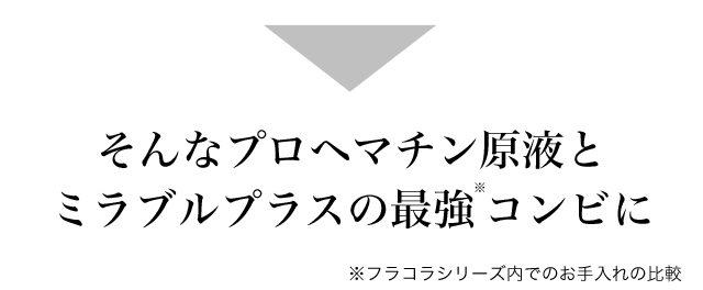 そんなプロヘマチン原液とミラブルプラスの最強※コンビに ※フラコラシリーズ内でのお手入れの比較