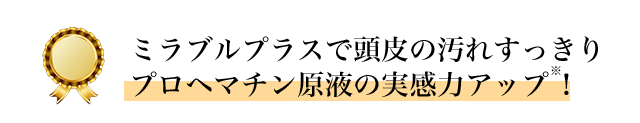 ミラブルプラスで頭皮の汚れすっきりプロヘマチン原液の実感力アップ!※
